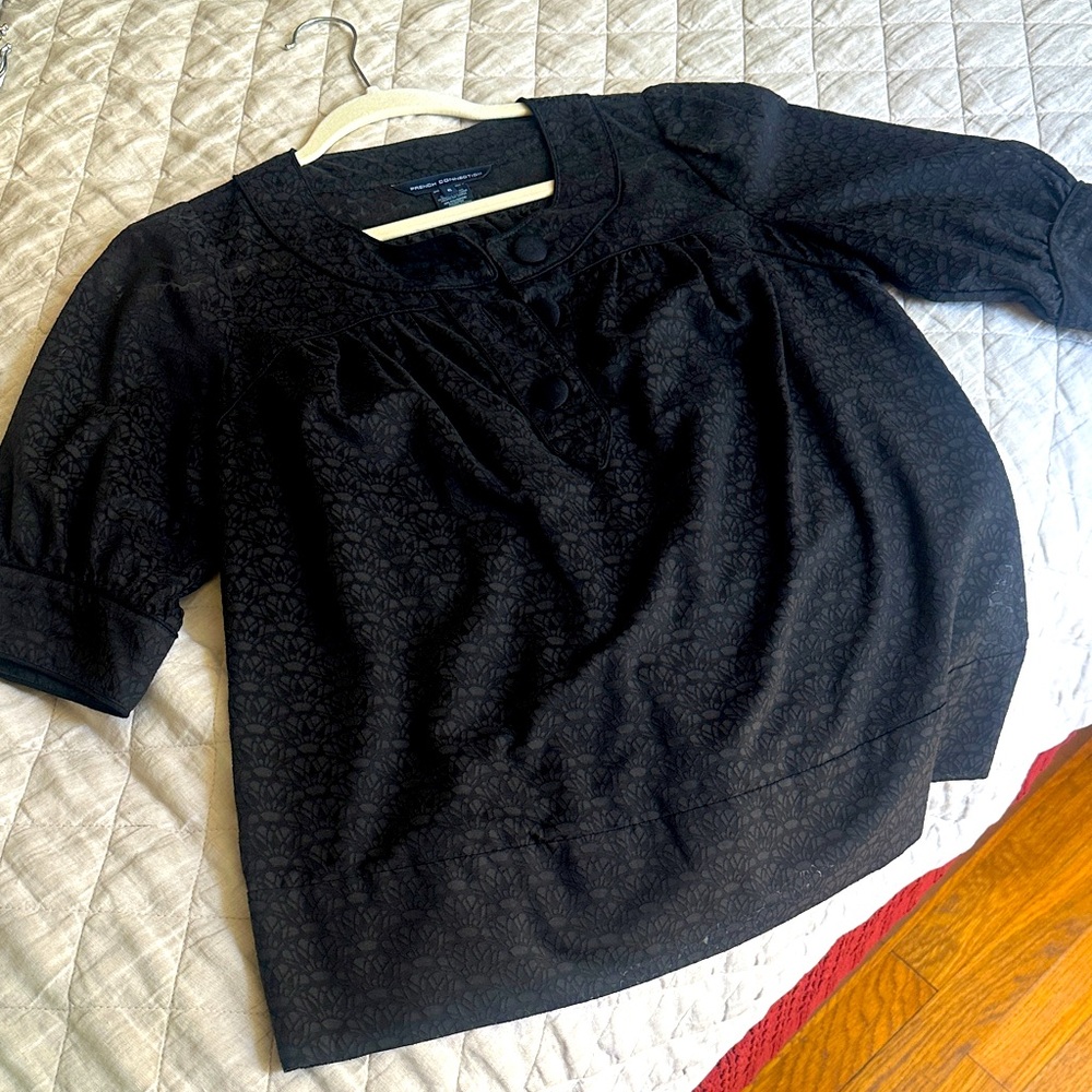 French Connection Black Textured Top